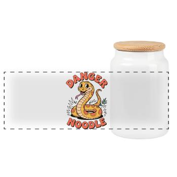 Danger Noodle – Lustiges Schlangen Design - Panorama Keksdose mit Holzdeckel - Weiß - Vorne