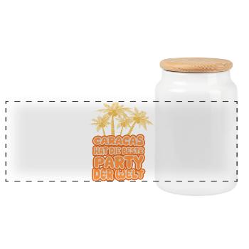Geschenk für Caracas - Panorama Keksdose mit Holzdeckel - Weiß - Vorne