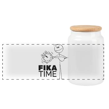 Chronomètre minimaliste avec heure Fika - Boîte à biscuits avec couvercle en bois - blanc - Devant