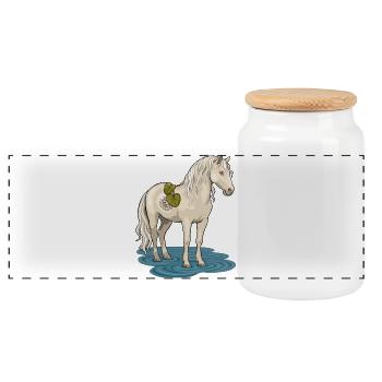 Le cheval de ruisseau - Boîte à biscuits avec couvercle en bois - blanc - Devant