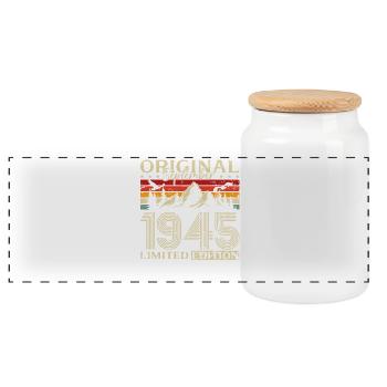 80ème Anniversaire Millésime Septembre Millésime 1945 - Boîte à biscuits avec couvercle en bois - blanc - Devant