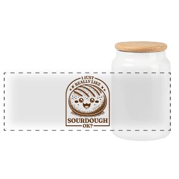 I Just Really Like Sourdough Ok? - Panoramic Cookie Jar with Wooden Lid - white - Front