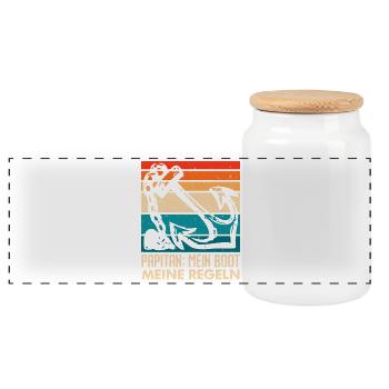 Expectant Father MY BOAT MY RULES Funny - Panoramic Cookie Jar with Wooden Lid - white - Front