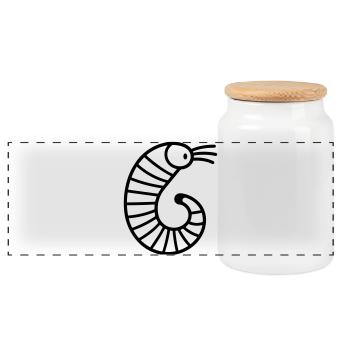 earthworm - Panoramic Cookie Jar with Wooden Lid - white - Front