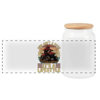 Mud Racing Mud Ain't A Mess It's Offroad Vehicles - Panoramic Cookie Jar with Wooden Lid - white - Front