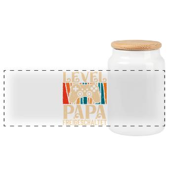 Joueur Papa NIVEAU PAPA DÉBLOQUÉ Rétro Drôle - Boîte à biscuits avec couvercle en bois - blanc - Devant