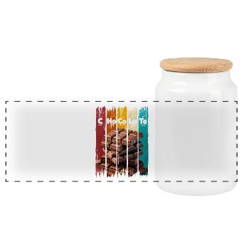 Barres de chocolat avec fond coloré - Boîte à biscuits avec couvercle en bois - blanc - Devant