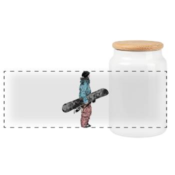 Adventure Snowboarder Illustration - Panoramic Cookie Jar with Wooden Lid - white - Front