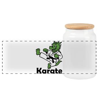 Karaté Dragon - Boîte à biscuits avec couvercle en bois - blanc - Devant