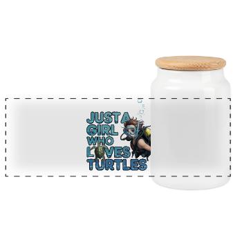 Just a Girl Who Loves Scuba Diving - Panorama Keksdose mit Holzdeckel - Weiß - Vorne