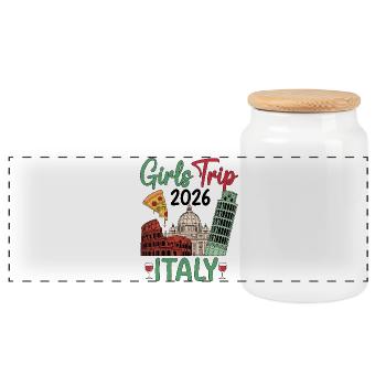 Italy Girls Trip 2026 - Panoramic Cookie Jar with Wooden Lid - white - Front