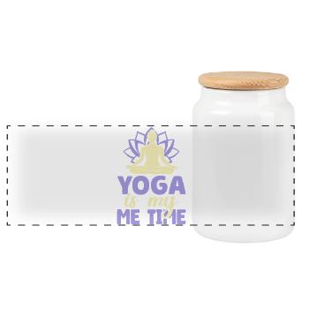 Yoga Is My Me Time Funny Yoga - Panorama Keksdose mit Holzdeckel - Weiß - Vorne