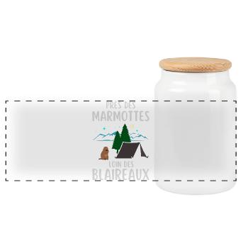 Citation humour marmotte camping  - Boîte à biscuits avec couvercle en bois - blanc - Devant