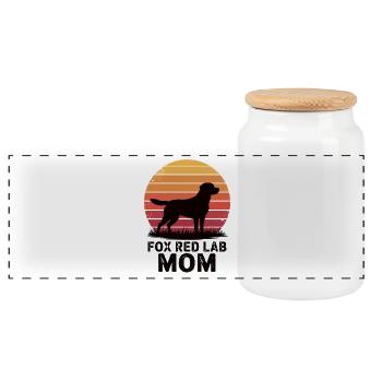 Fox Red Lab Mom – Retro Sunset - Panoramic Cookie Jar with Wooden Lid - white - Front