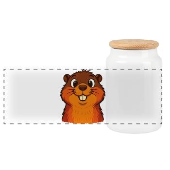 Drôle d’écureuil - Boîte à biscuits avec couvercle en bois - blanc - Devant