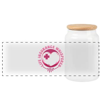 Insurance Broker Life Insurance Whisperer - Panoramic Cookie Jar with Wooden Lid - white - Front