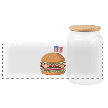 Cheeseburger Patriotic Independence Day 4th of - Panoramic Cookie Jar with Wooden Lid - white - Front