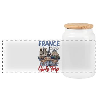 France Girls Trip 2027 - Panoramic Cookie Jar with Wooden Lid - white - Front