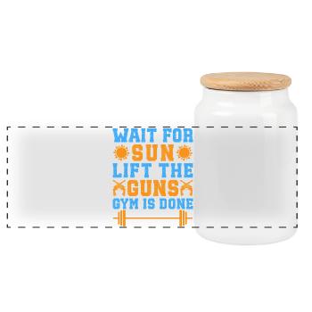 Fitness Motivation Bodybuilder Lift The Guns Gym - Panoramic Cookie Jar with Wooden Lid - white - Front
