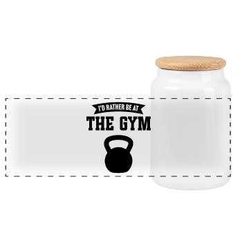 Ich wäre lieber im Fitnessstudio - Panorama Keksdose mit Holzdeckel - Weiß - Vorne