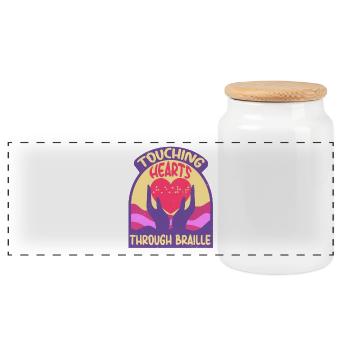 Braille Teacher Braille Dotum - Panoramic Cookie Jar with Wooden Lid - white - Front