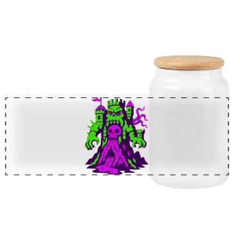 Kraken Fantasy Castle - Panoramic Cookie Jar with Wooden Lid - white - Front