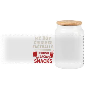 Boy Mom Baseball Proter Son Homerun Travel Team - Panoramic Cookie Jar with Wooden Lid - white - Front