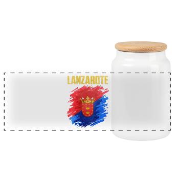 Conception des armoiries de l’île de Lanzarote - Boîte à biscuits avec couvercle en bois - blanc - Devant