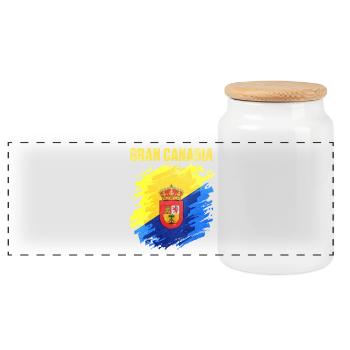 Powerful Gran Canaria club crest - Panoramic Cookie Jar with Wooden Lid - white - Front