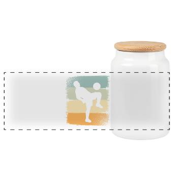 Soccer - Panoramic Cookie Jar with Wooden Lid - white - Front