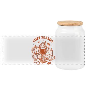 Saison douillette Orange - Boîte à biscuits avec couvercle en bois - blanc - Devant