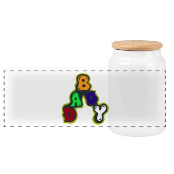 Colourful Alphabet Bubble Design - Panoramic Cookie Jar with Wooden Lid - white - Front