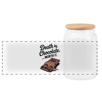 Mort par le chocolat... Ça vaut le coup - Boîte à biscuits avec couvercle en bois - blanc - Devant