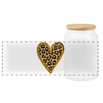 Cœur imprimé léopard Amour de la Saint-Valentin - Boîte à biscuits avec couvercle en bois - blanc - Devant
