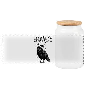 Howdy Rabe  - Panorama Keksdose mit Holzdeckel - Weiß - Vorne