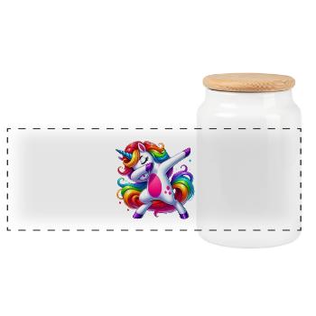 Einhörner Dabbing Dab Einhorn Unicorn Frauen - Panorama Keksdose mit Holzdeckel - Weiß - Vorne