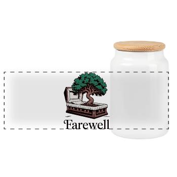 Memorial Tree of Life Design - Panoramic Cookie Jar with Wooden Lid - white - Front