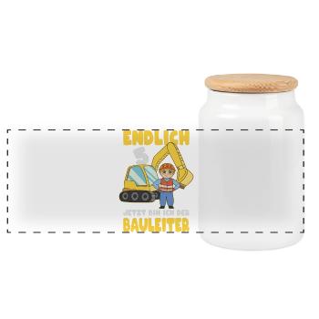5 Geburtstag Bagger Geschenk Junge 5 Jahre - Panorama Keksdose mit Holzdeckel - Weiß - Vorne