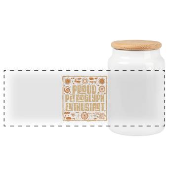 Pétroglyphes Pétroglyphes Pictogrammes - Boîte à biscuits avec couvercle en bois - blanc - Devant