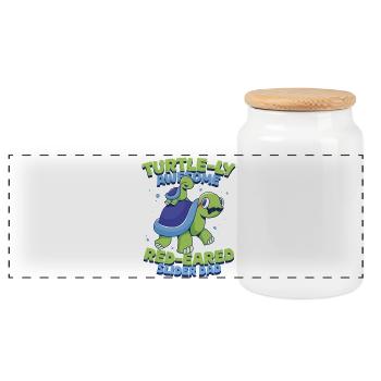 Tortue à oreilles rouges - Boîte à biscuits avec couvercle en bois - blanc - Devant