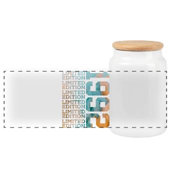 LIMITED EDITION 1992 34 YEARS 34TH BIRTHDAY - Panoramic Cookie Jar with Wooden Lid - white - Front