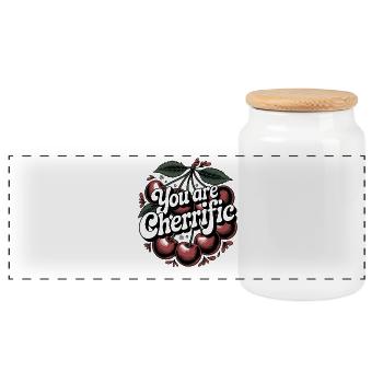 Cerise, tu es Cherrific Boho Cerises Jeu de mots - Boîte à biscuits avec couvercle en bois - blanc - Devant