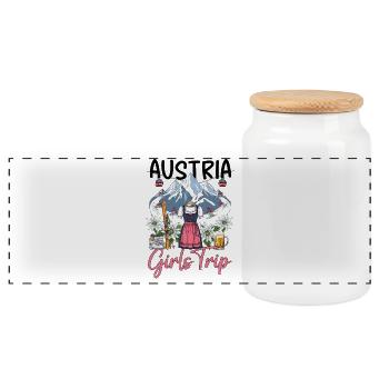 Austria Girls Trip - Panoramic Cookie Jar with Wooden Lid - white - Front