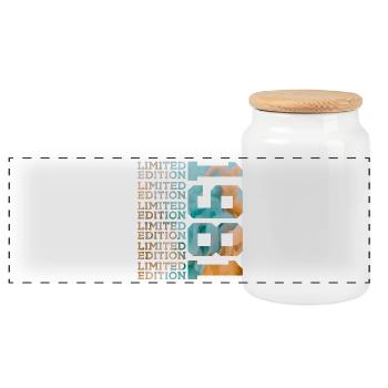LIMITED EDITION 1981 45 YEARS 45TH BIRTHDAY - Panoramic Cookie Jar with Wooden Lid - white - Front