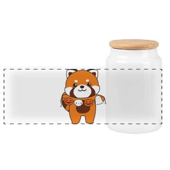 Costume de fantôme citrouille d'Halloween du panda roux - Boîte à biscuits avec couvercle en bois - blanc - Devant