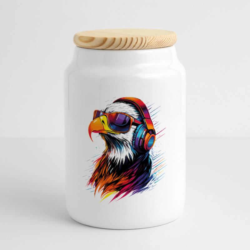 Eagle Bald Eagle Golden Eagle White-tailed Eagle Panoramic Cookie Jar with Wooden Lid