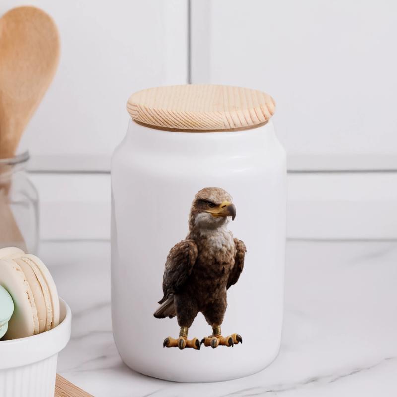 Eagle Bald Eagle Golden Eagle White-tailed Eagle Panoramic Cookie Jar with Wooden Lid