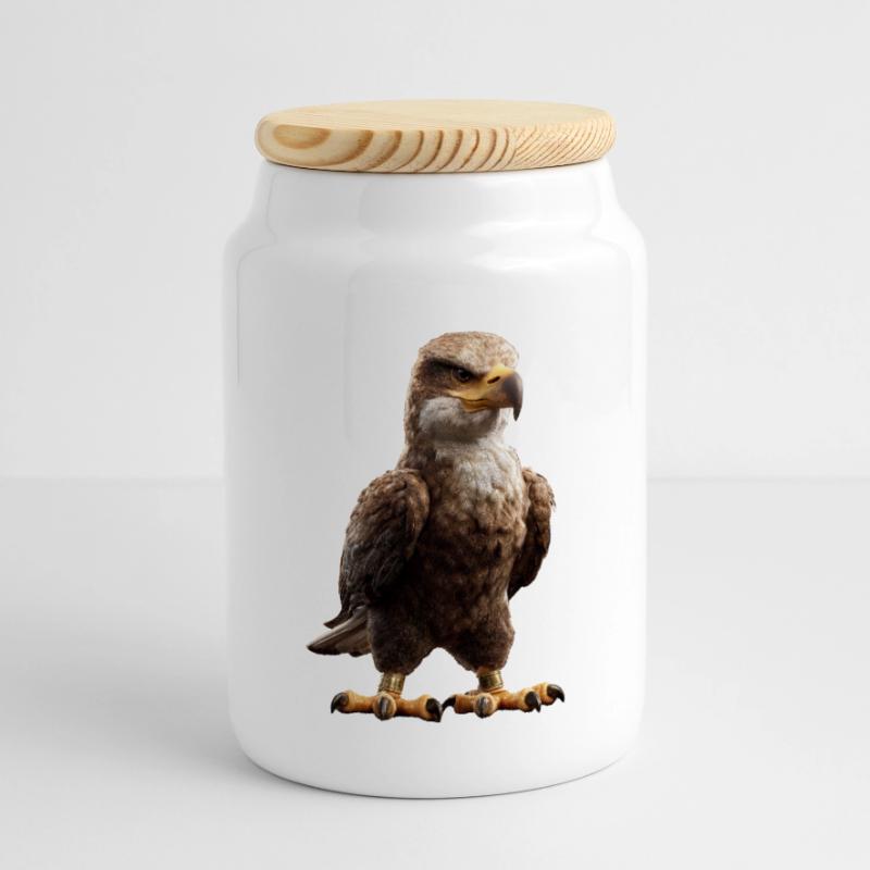 Eagle Bald Eagle Golden Eagle White-tailed Eagle Panoramic Cookie Jar with Wooden Lid