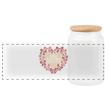 Coquette Aesthetic Bow Pattern Girly Pastel - Panoramic Cookie Jar with Wooden Lid - white - Front
