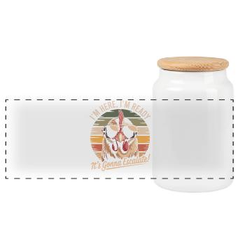 Je suis là, prêt, poulet, escalade, disant, fête rétro - Boîte à biscuits avec couvercle en bois - blanc - Devant